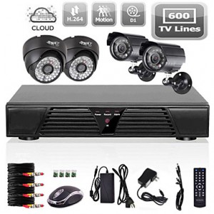 4CH CCTV Full D1 DVR Motion Detection 800TVL Outdo...