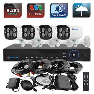 4CH 960H 1000TVL CCTV DVR Kit IR Camera Color Wate...