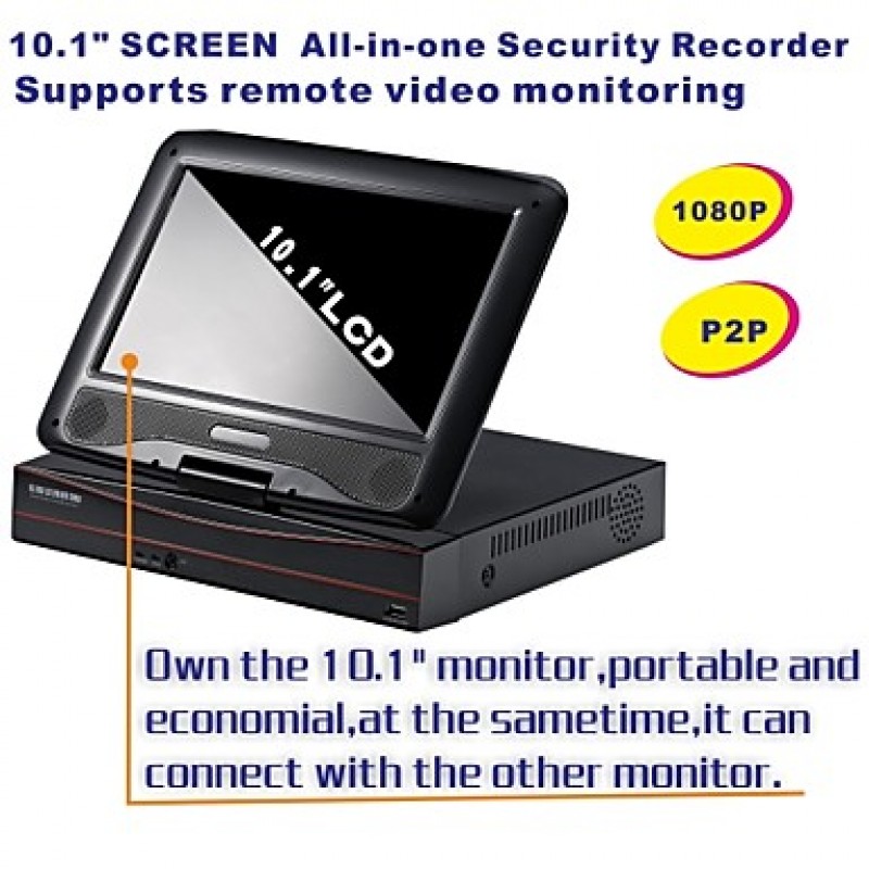 AHD Camera with 720P/Infrared/Waterproof and 4CH AHD DVR with 10.1 Inch LCD Combo Kits  