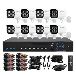 8CH 960H 1000TVL CCTV DVR Kit IR Camera Color Wate...