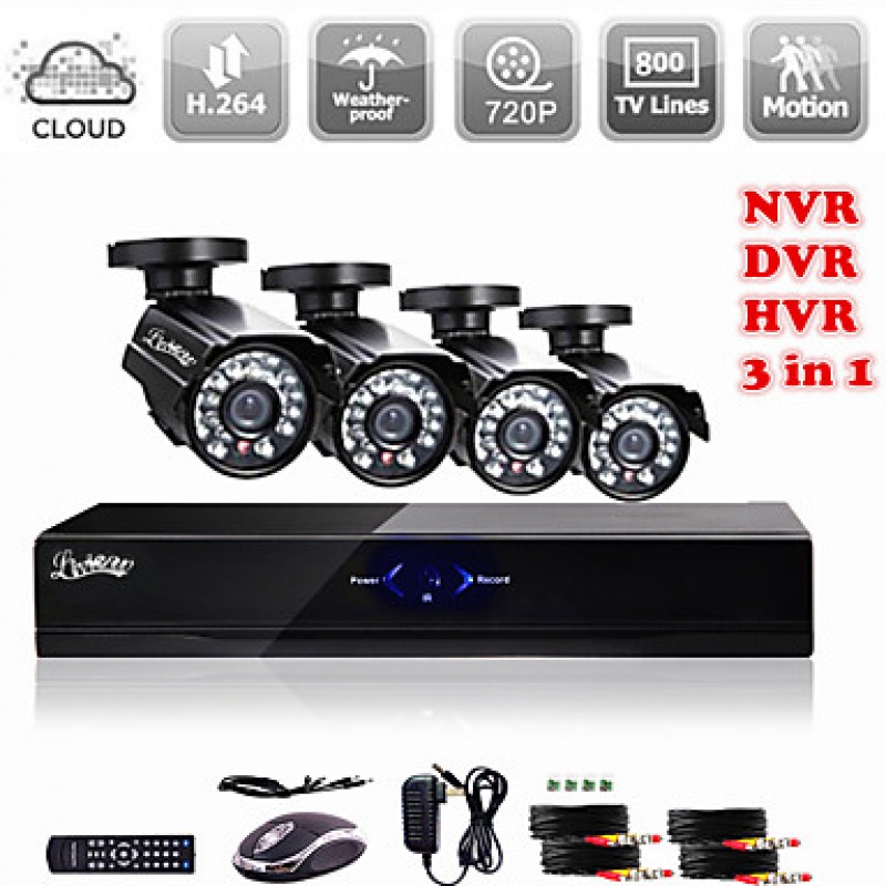 AHD DVR/ HVR/NVR 3 in 1 with 800TVL Camera Security System  