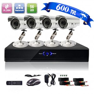 Ultra Low Price 4CH CCTV DVR Kit (4 Outdoor Waterp...