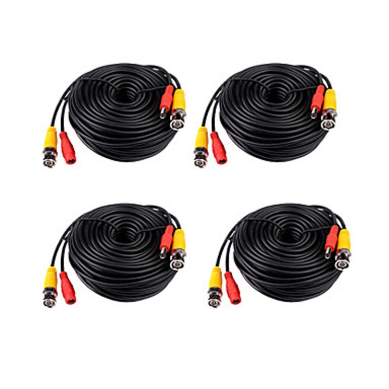 4 PCS 30 Meters (or 99 Feet) BNC Video and Power 12V DC Integrated Cable  