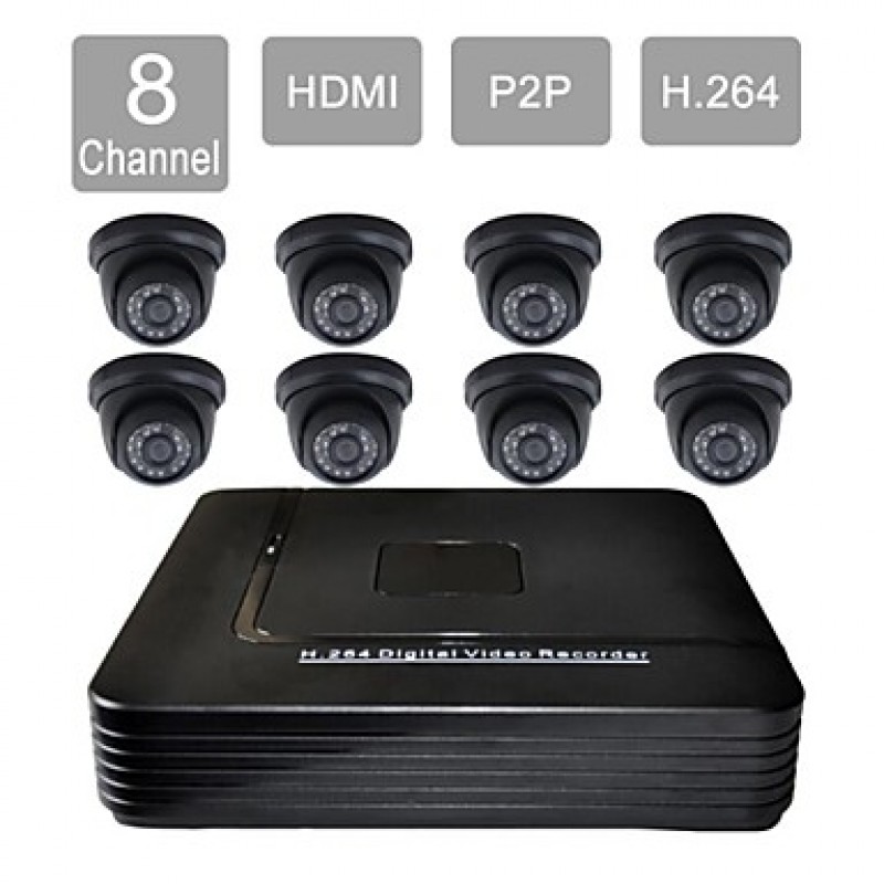 8 Channel HDMI CCTV DVR 8 Indoor Vision Security Camera System Kit 8813CA08V  