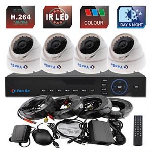 4CH 960H CCTV DVR Kit IR Color Waterproof Dome Cam...