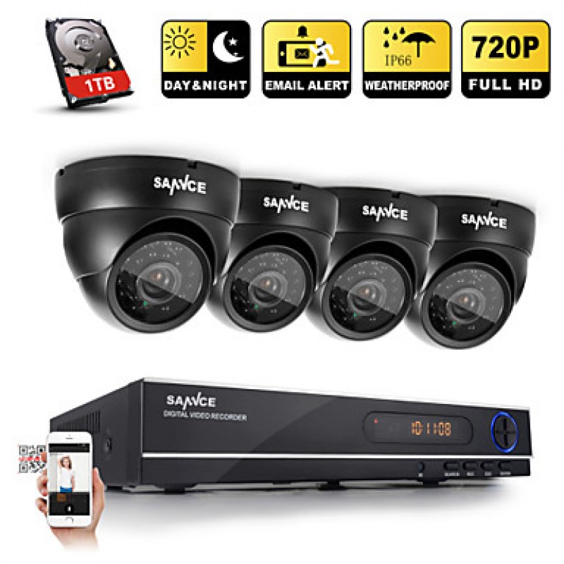 8CH CCTV System 720P Camera 1080P HDMI AHD CCTV DVR 4PCS 1.0 MP IR Outdoor Security Camera Surveillance System  