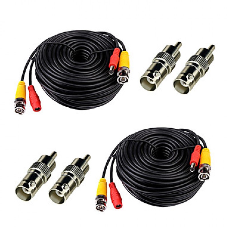 2 Pack 100ft Feet Video Power Cables BNC RCA Security Camera Wires Cords with Bonus Connectors  