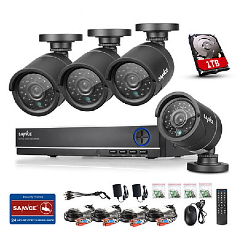 4CH AHD DVR 4PCS 720P IR 4 CH Security DVR Recorder Home Security Surveillance Kits CCTV System  