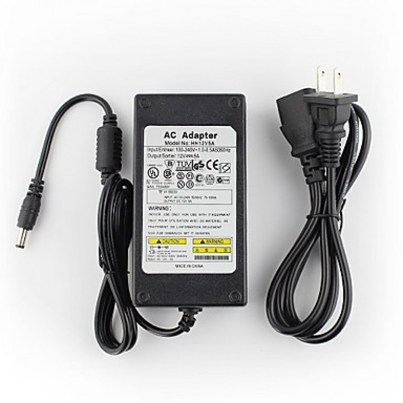 12V5A CCTV System Power Adapter + AC 100~240V 50/60Hz Input to DC 12V 5000mA Output (EU/AU/UK/US Standard) LED  