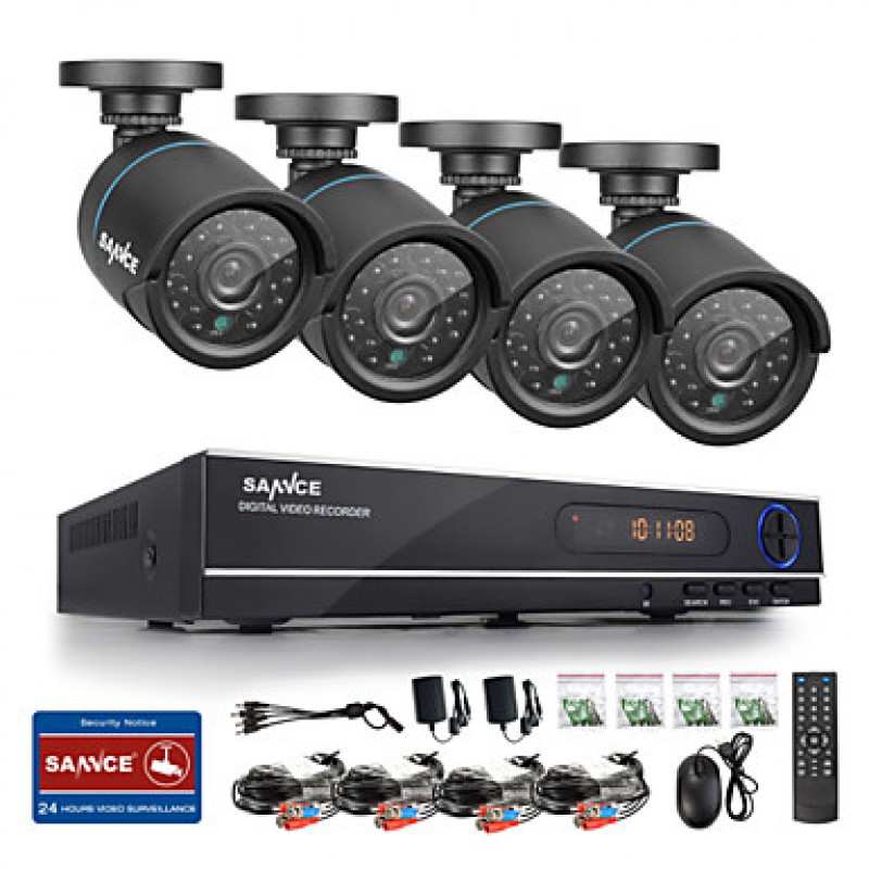 720P AHD 8CH LED Vedio CCTV DVR Black Bullet Camera Home Surveillance Security Camera System  