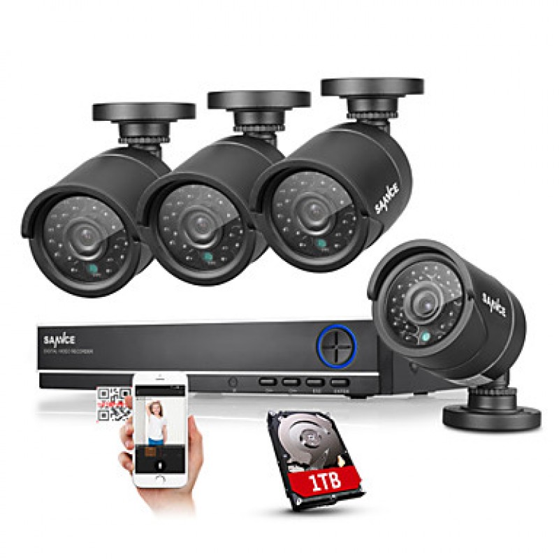 4CH AHD DVR 4PCS 720P IR 4 CH Security DVR Recorder Home Security Surveillance Kits CCTV System  