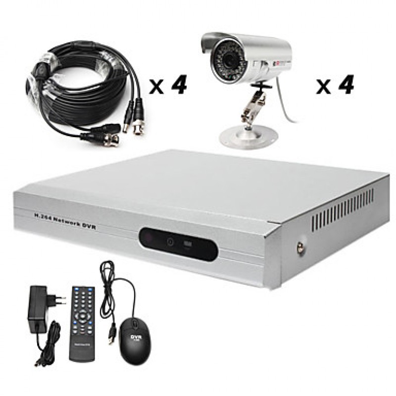 Ultra Low Price 8CH CCTV DVR Kit (H. 264, 4 Outdoor Waterproof Color Cameras)  