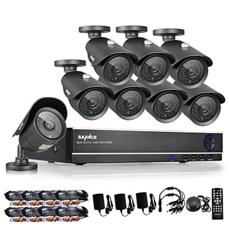 8CH CCTV System 960H DVR 8PCS 1000TVL IR Weatherproof Outdoor CCTV Camera Home Security Surveillance Kits  