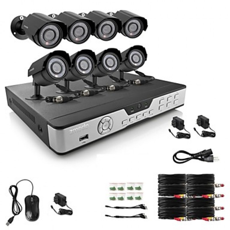 8 CH Key DVR 4 Outdoor 600TVL Day Night CCTV Home Security Camera System  