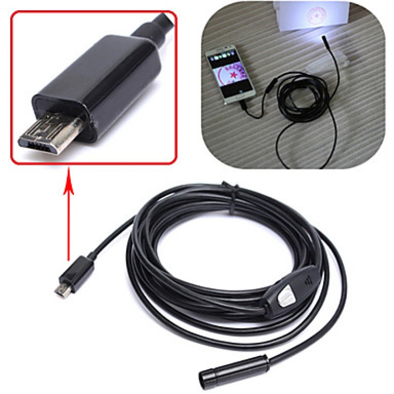 6 LED 7mm Lens Android Endoscope Waterproof Inspection Borescope Tube Camera  