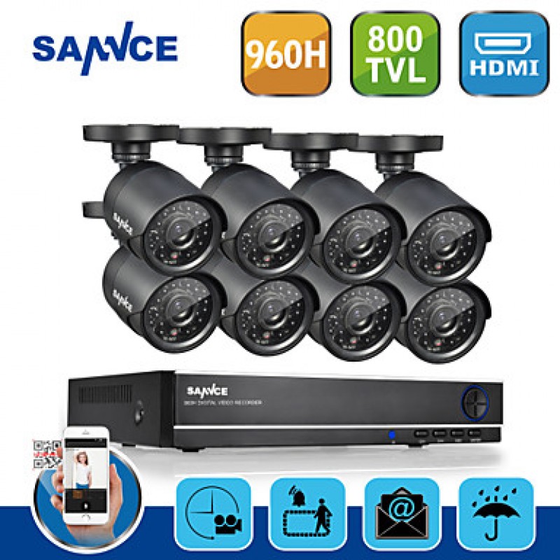 8CH 960H CCTV System Waterproof Video Recorder 800TVL Home Security Camera Surveillance Kits System  