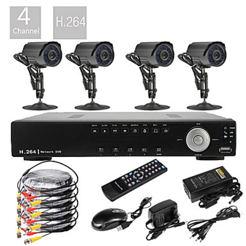 Ultra DIY 4CH D1 Real Time H.264 CCTV DVR Kit(4pcs 420TVL Waterproof Night Vision CMOS Cameras)  