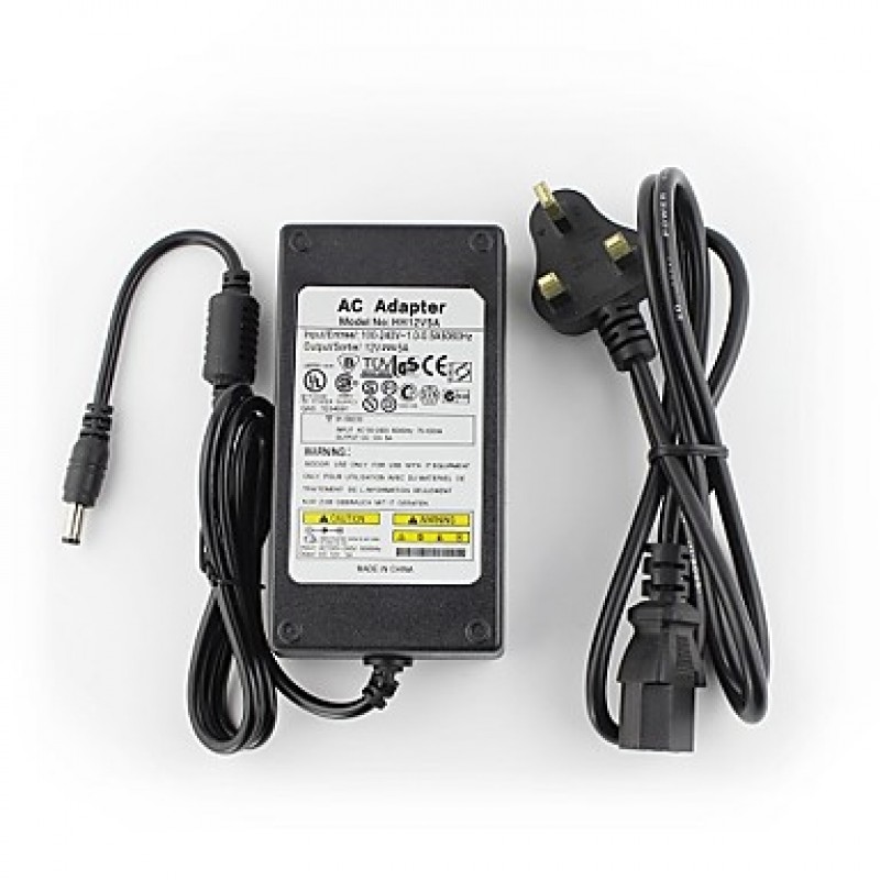 12V5A CCTV System Power Adapter + AC 100~240V 50/60Hz Input to DC 12V 5000mA Output (EU/AU/UK/US Standard) LED  