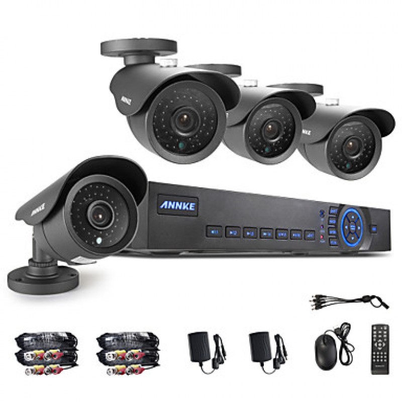 8CH 960H DVR eCloud HDMI 1080P/VGA/BNC Output  4pcs 900TVL CMOS 42LEDS Day/Night IR-cut Cameras IP66  