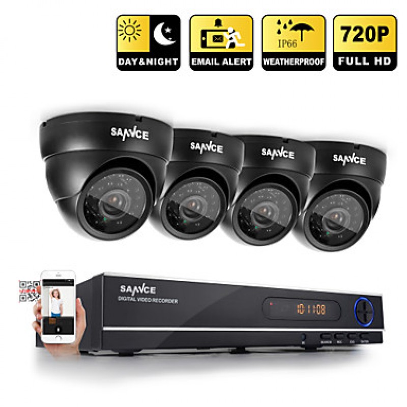 8CH CCTV System 720P HDMI AHD CCTV DVR 4PCS 1.0 MP IR Outdoor Security Camera Surveillance System  