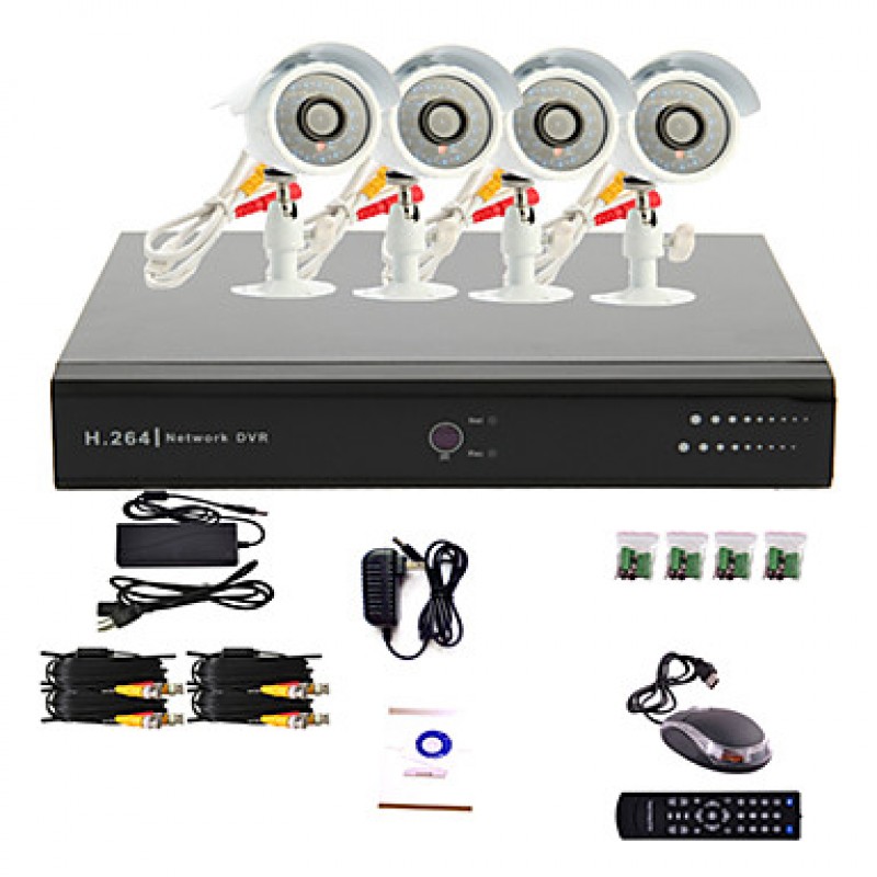 4 Channel CCTV DVR System(4 Outdoor Warterproof Camera,PTZ Control)  